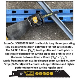 2 x SabreCut SCRSK2BF 150 mm 225 mm 14 TPI S922BF S1122BF Reciprocating Saw Blades for Fast Wood and Metal Cutting Compatible with Bosch Dewalt Makita and Many Others