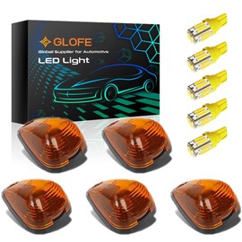 GLOFE 5X Cab Roof Marker Lights LED Amber Top Clearance Running Lights Compatible with Ford 1999-2016 F150 F250 F350 F450 F550 Super Duty Pickup Trucks SUV (5PCS, Amber Lens)
