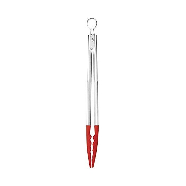 Cuisipro 9.5-Inch Silicone Locking Tongs, Red