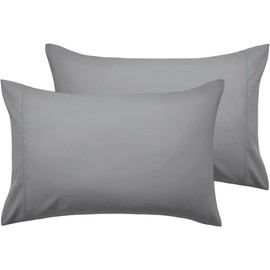 2 Pack 100% Polycotton Housewife Pillowcases, Luxury Ultra-Soft |Envelope Closure| Hotel Quality Plain Pillowcases Pair For Bedroom - 50 X75cm Standard Size Pillow Case Cover (Grey)