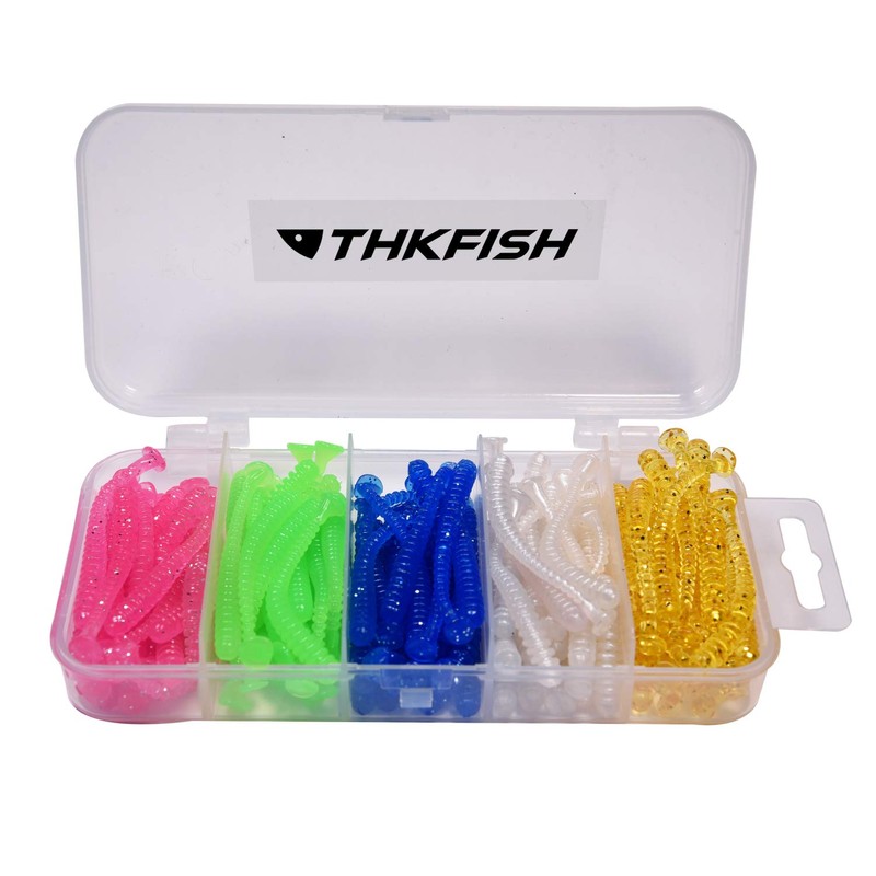 thkfish 50pcs/box Micro Fishing Soft Lures Plastic Worm Baits Paddle