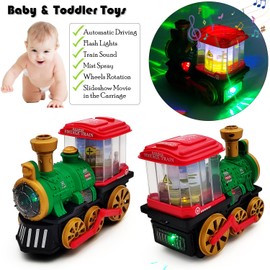 Tipmant Baby Toddler Electric Train Toy, Vintage Model, Driving, Sound, Luminous Light, Mist Spray, for Boys Girls Kids Birthday (Green)