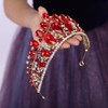 Teyglen Red Crystal Queen Crown Headband Rhinestone Princess Tiara for
