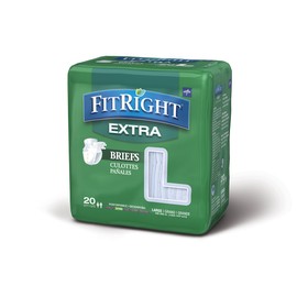 FitRight Extra Adult Briefs with Tabs, Moderate Absorbency, Large, 48"-58" (Pack of 20)
