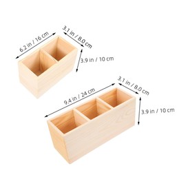 Operitacx 2pcs Multi Functional Pen Holder for Markers Makeup Brushes and Stationery Elegant Natural Pine Storage with Dividers for Home and Office