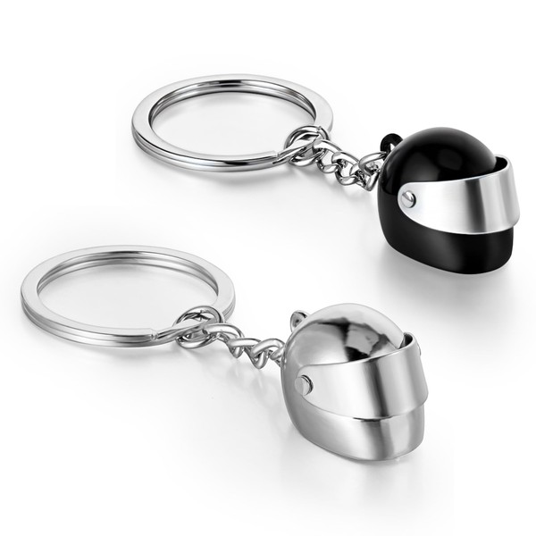 AOZUO Set of 2 Motorcycle Helmet Keyrings, Motorcyclist Gift Idea,