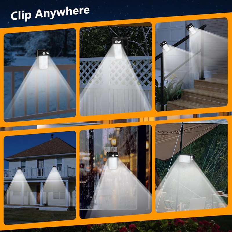 Clip on Solar Lights Outdoor with Motion Sensor, Solar Fence