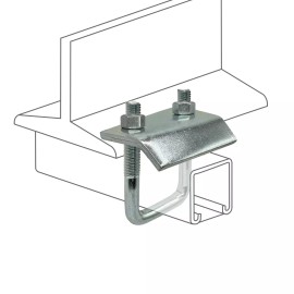 Brickyard Strut to Beam Clamp with Square U-Bolt and Nuts, 13/16" - 1-5/8" Channel