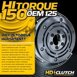 HiTorque 150ftlb (OEM 105) BIGBearing PTO Clutch AM141536 Upgrade for John Deere EZTrak Z225 Z235 Z425 Z445 Z465 ZTrak Z335E Z335M Z345M Z345R Z355E Z355R Z375R AM134397 EZ-Trak Z-Trak Zero Turn Mower