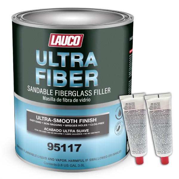 LAUCO Ultra Fiber Sandable Fiberglass Filler, Bridges Holes, Water Resistant,