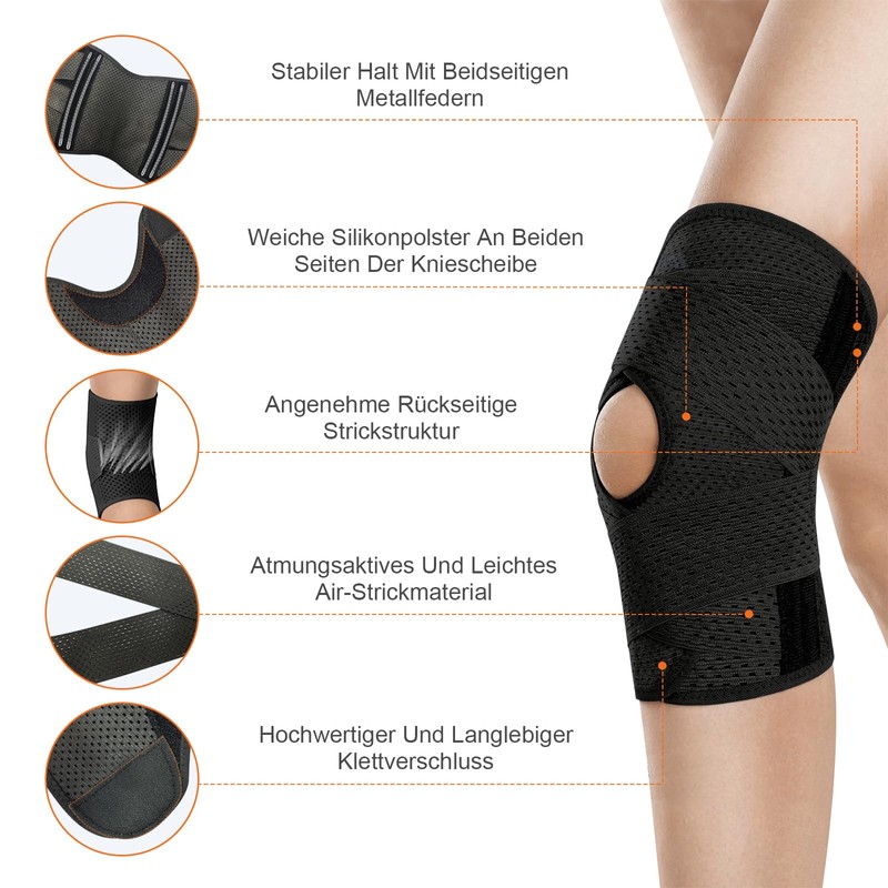 SURFOU Ginocchiera Regolabile con Stabilizzatori Laterali e Cuscinetto Rotuleo –