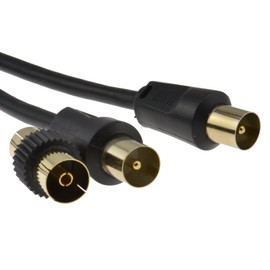 kenable RF TV Freeview Plug to Plug Black Aerial Lead Cable with Coupler 15m [15 metres]