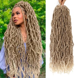 24 Inch Soft Locs Crochet Hair 8 Packs Pre Looped Faux Locs Crochet Braids Goddess Locs Hair For Black Women（24Inch 8pcs,27/613#）