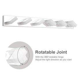 Ralbay Modern LED Bathroom Vanity Lights 6 Lights Acrylic Stainless Steel LED Vanity Light Fixtures for Bathroom Lighting 6000K Cool White Light