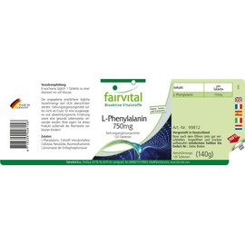 Fairvital L-Phenylalanine 750 mg - for 4 Months - High Dose - Vegan - 120 Tablets - Essential Amino Acid