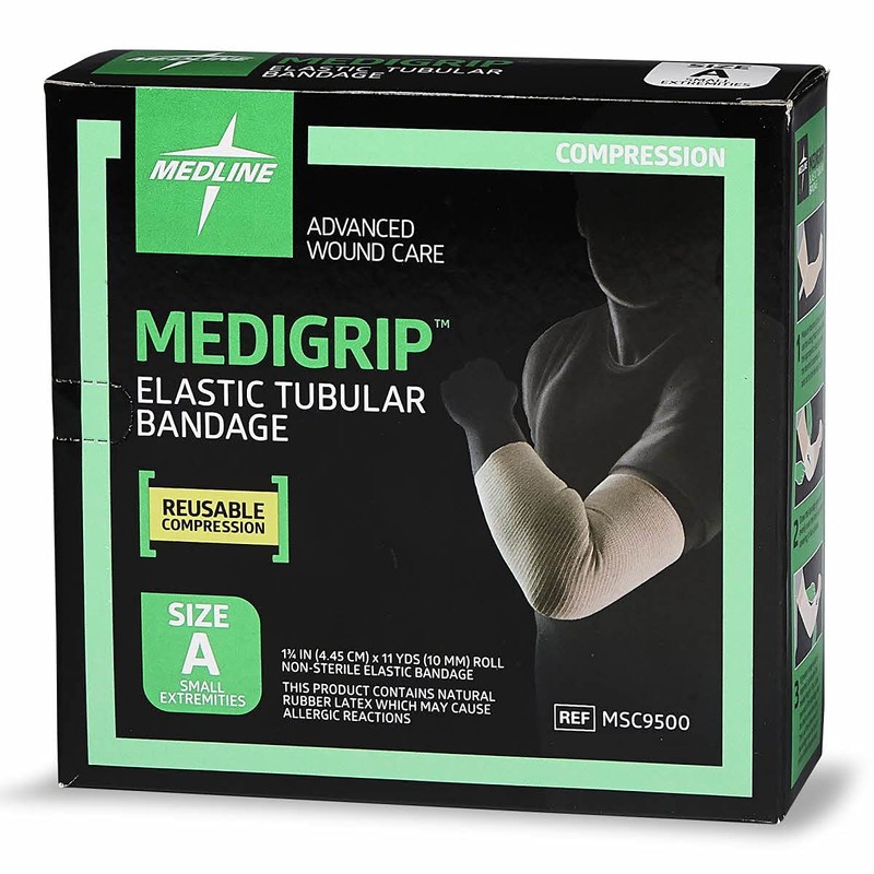 Medline Medigrip Elastic Latex Tubular Bandages, Size A, 1.75" W
