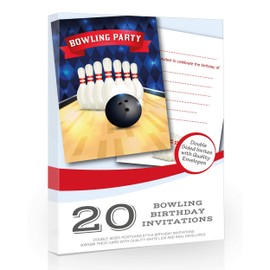 Olivia Samuel 20 x Bowling Party Birthday Invitations - Kids Ten Pin Party Invites - A6 Postcard Size with envelopes