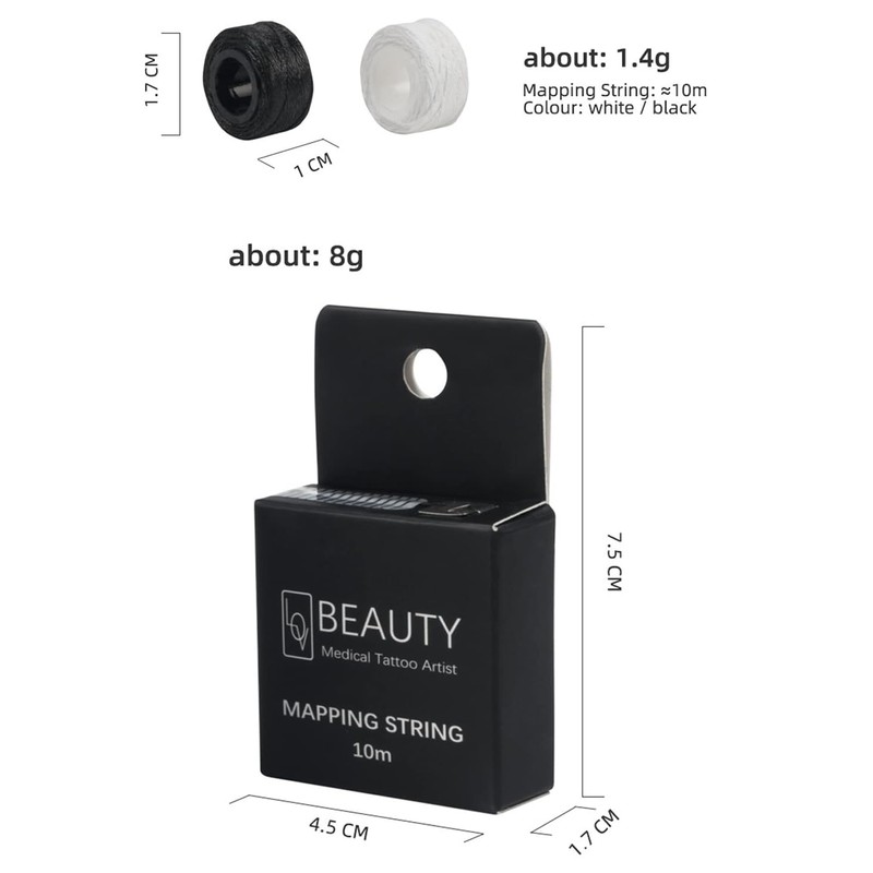 XIAOYU 10m Pre-Inked Eyebrow Mapping String, Microblading Eyebrow Marker Thread