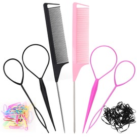 Acooruiteng Hairstyle Aid Braiding Aid Hair Braid Aid Hairstyles Accessories Hair Accessories Topsy Tail Hair Loop for Pull Through Hair Twister for DIY Hairstyles Hairstyle Aid Pack of 6