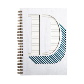 COLLECTIVE HOME - Monogram Notebook, Wood Cover College Ruled Notebook, Daily Planner, 100 Lined Pages Perfect for Writing, Travel Diary and Notebook for Men and Women (D)