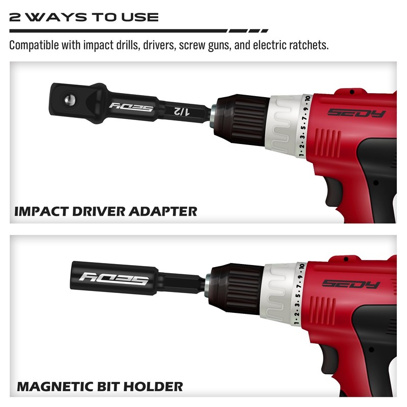 9-Piece Impact Socket Adapter Set, 1/4" 3/8" 1/2" Driver Socket