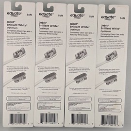 Equate Orbit Brilliant White Optimum Soft Bristle Toothbrush, 4 Pack