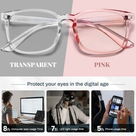 livho livho 2 Pack Blue Light Blocking Glasses, Computer Reading/Gaming/TV/Phones Glasses for Women Men,Anti Eyestrain & UV Glare (Clear+Clear Pink)