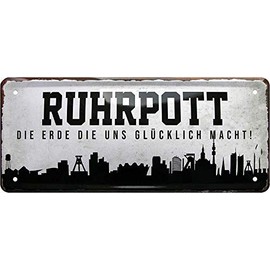 schilderkreis24 - Tin Sign with Funny Ruhrpott Saying "Ruhrpott die Erde die Uns glücklich Macht!" Decorative Gift Birthday Ruhr German 28 x 12 cm