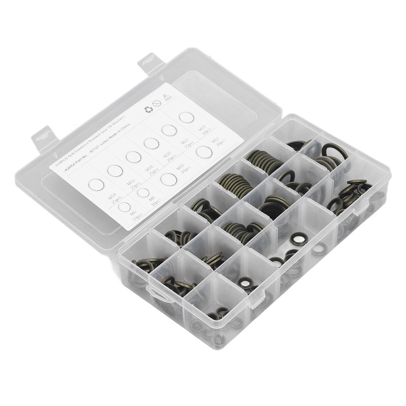 170PCS Set Drain Plug Gasket 10 Sizes Rubber and Metal
