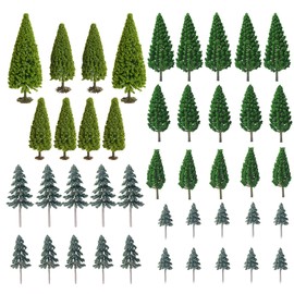 NA Woohome 44 Pieces Trees Model Making Cedar Trees Mixed Model Tree, 3.5 cm ~ 10 cm Trees Railway Landscape Miniature Trees for DIY Green Landscapes