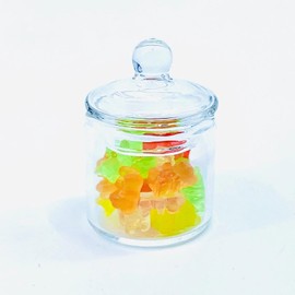 Miniature Glass Jar with 10 pcs Miniature Gummy Model, Tiny Gummy Glass Jar, Dollhouse Mini Glass Jar, 1:12 Scale, for Dollhouse Miniature, Fairy Garden, Diorama