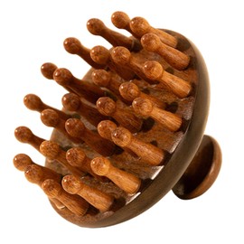 Xolixorium Massage Hair Brush - Sandalwood Scalp Massager with 28 Wooden Pins, Ergonomic Handle for Men and Women, Full Body Relaxation