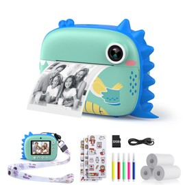 HiMont HiMont Kinderkamera Sofortbildkamera, Digitalkamera für Kinder mit Druckpapier & 32G TF Karte, VideoKamera mit farbigen Stiften & Lustige Accessoires, Geschenk für Kinder 3-14 Jahren (Blau)