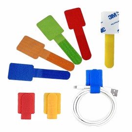 Adhesive Cable Ties 30PCS, Cord Bundler Magic sticker, Hook and Loop Tape, Cable Bundler Clip, Suitable for Office, School and Home Use, Multi-colors