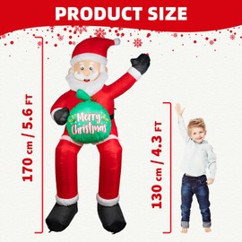 5.6FT Christmas Inflatable Santa Claus with LED Lights, Christmas Blow up Yard Decorations with Gift Bag Weatherproof Holiday Decor for Garden Patio Lawn Party Xmas Gifts
