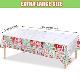 WovWeave 1 Pcs Christmas Tablecloth Christmas Party Tablecloth Decorations Plastic Christmas Table Covers Spill Proof and Disposable Table Cover for Winter Christmas Holiday Party Supplies 54x108 in
