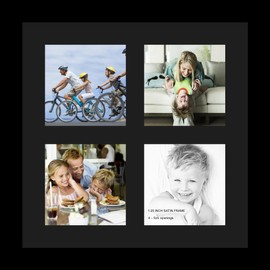 ArtToFrames Collage Photo Frame Single Mat with 4-5x5 Openings and Satin Black Frame.