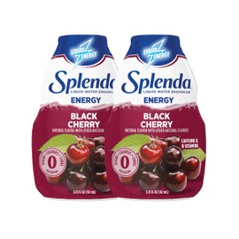 SPLENDA Energy Liquid Water Enhancer Drops, Sugar Free, Zero Calorie, Natural Flavor, Concentrated Drink Mix, 3.11 Fl Oz Each Bottle (Black Cherry, 2 Pack)