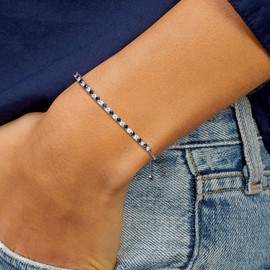 AGRULE Diamond Tennis Bracelet Women's 14K White Gold Plated Sterling Silver D Color VVS1 Black Moissanite Tennis Bracelets 7.25 Inch Bolo Bracelet