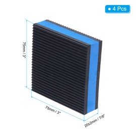 PATIKIL Rubber Anti Vibration Pads 4 Pack 3 x 3 x 7/8" Heavy EVA Center Insulation Cushion Rubber Feet for Air Compressor for Air Conditioner HVAC Washers and Dryers