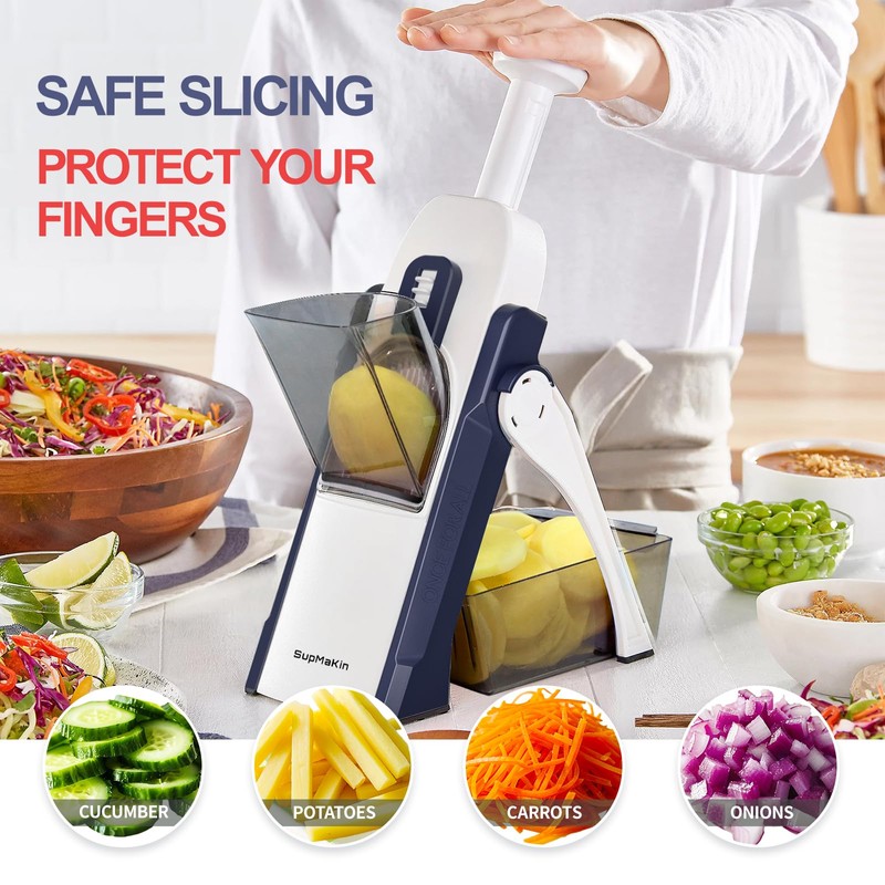 SupMaKin Safe Mandoline Slicer for Kitchen, Potato Slicer, All in