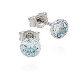 NKlaus Pair of Goblet Stud Earrings 925 Silver Tarnish-Resistant 5 mm with Zirconia Various Colours, Silver, Cubic Zirconia