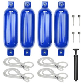 MSC Vinyl Ribbed Boat Fenders Bumpers (Blue, 6.5" x 23")