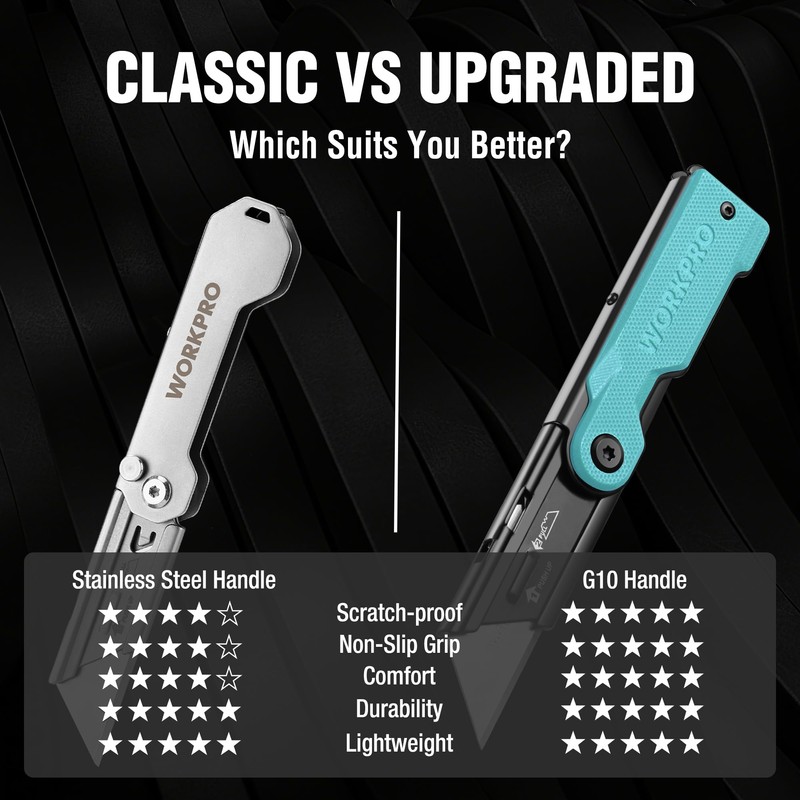 WORKPRO Folding Utility Knife with 10 Extra SK5 Blades, EDC
