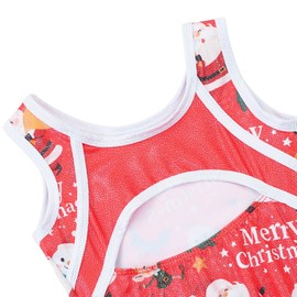 BAOHULU Gymnastics Leotards for Girls Sparkly Red Snowman Dance Outfit One Piece Kids Athletic Clothes B351_RedSnowman_12A