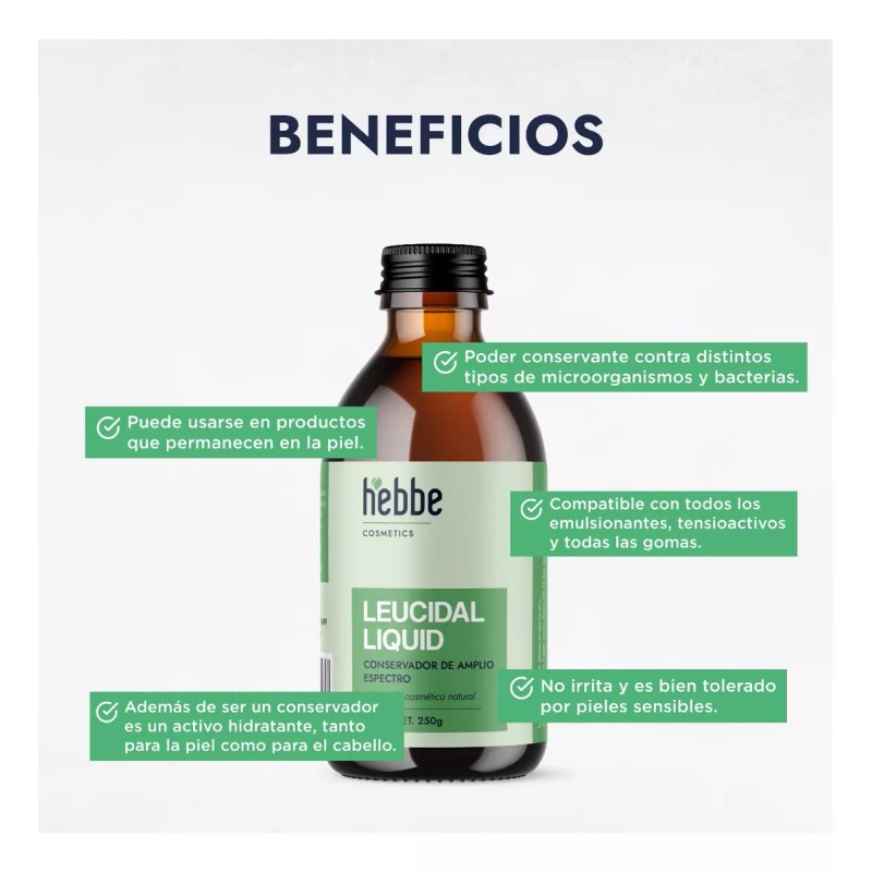 HEBBE COSMETICS CSVD8 Leucidal, Conservador Cosmético Natural Amplio Espectr 250g