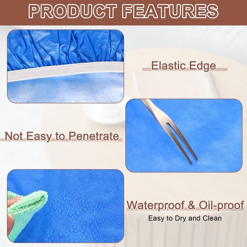 sourcing map 48-inch Round Fitted Tablecloth with Elastic Edge, Round