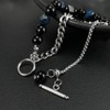 Rockyu Men's Bracelet, Stylish, Double Chain, Stainless Steel, Natural Stone,
