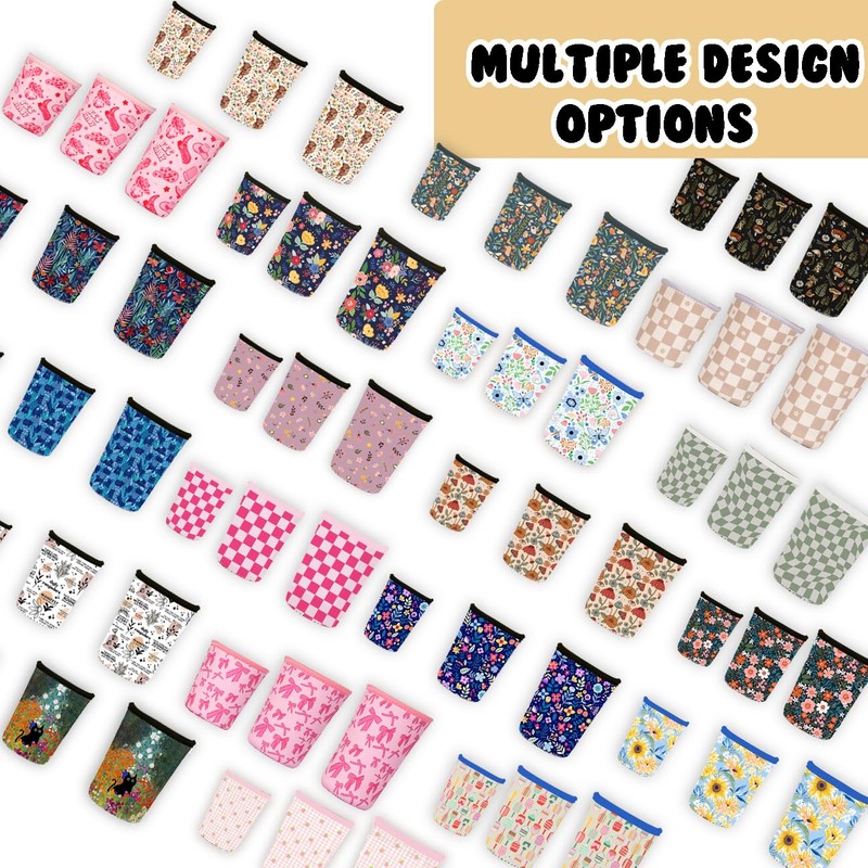 Reusable 3-Pack Iced Coffee Cup Sleeve, Insulated Neoprene, Beverage Holder