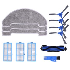 Atyhao Robotic Vacuum Parts, ABS Robotic Vacuum Kit with Side Brush Rag Filter Main Brush fit for Proscenic 850T Robotic Vacuums Suits